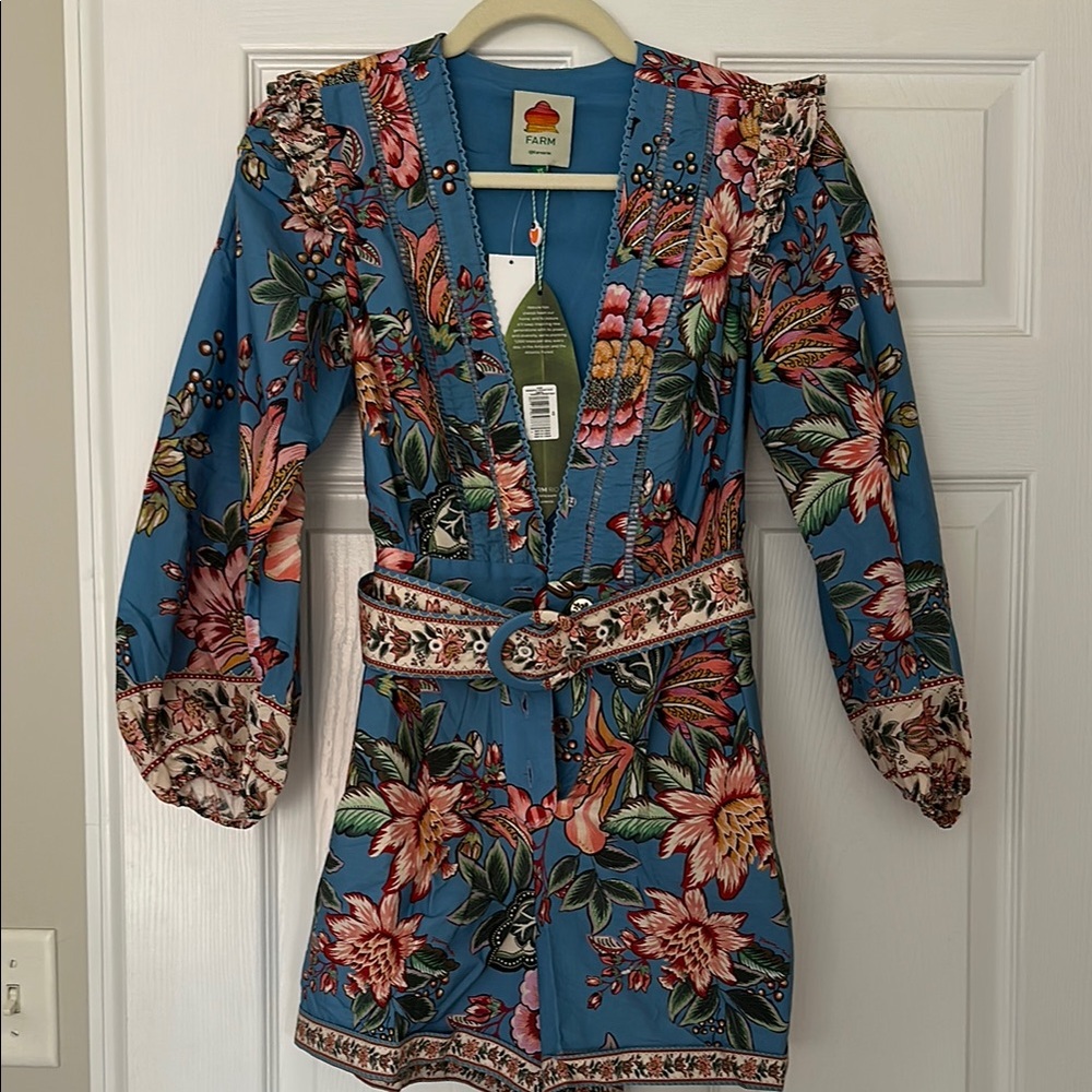 Farm Rio Wonderful Bouquet Romper with Belt